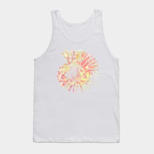 Nautilus Shell Design in Coral and Yellow Paint Pattern Tank Top